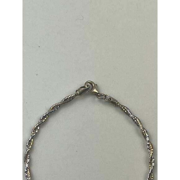 P. Lux Sterling Silver & Vermeil Twisted Bracelet 7" Shiny Disco Ball Style - Picture 6 of 10